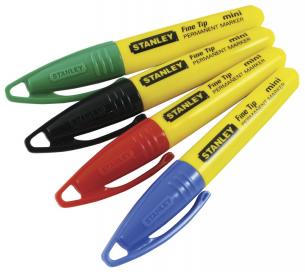 4 X MINI MARKER 47--329 CZARNY, CZERWONY, ZIELONY, NIEBIESKI; mini - pojemnik 